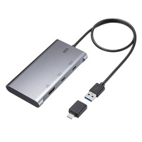 サンワサプライ USB映像変換アダプタ（HDMI+USB C×2・3画面出力） (USB-CVU3HD9)画像