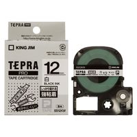 KING JIM PROテープ強粘着白ラベル/黒文字 (SS12KW)画像