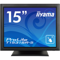 IIYAMA 15型タッチパネル液晶ディスプレイ ProLite T1531SR-5 （抵抗膜方式/USB通信/シングルタッチ/防塵防滴/D-SUB/HDMI/DP） ブラック (T1531SR-B5)画像