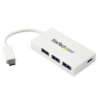 StarTech USB Type-C接続4ポート増設USB 3.0ハブ USB-C – 1x USB-C/3x USB-A ホワイト USBバスパワー対応 (HB30C3A1CFBW)画像