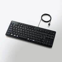 ELECOM TK-FCM113SKBK コンパクトキーボード/有線/静音設計/抗菌/ブラック (TK-FCM113SKBK)画像