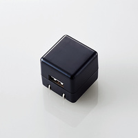 ELECOM オーディオ用AC充電器/CUBE/1A出力/USB1ポート/ブラック (AVA-ACUAN007BK)画像