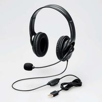 ELECOM HS-103UBK ヘッドセット/Φ40mmドライバー/両耳/USB/簡易パッケージ (HS-103UBK)画像