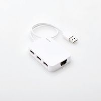 ELECOM 有線LANアダプタ/USB2.0/Type-A/USBハブ付/ホワイト EDC-FUA2H-W (EDC-FUA2H-W)画像