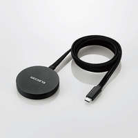 ELECOM マグネットQi2規格対応ワイヤレス充電器/メッシュケーブル (W-MA05BK)画像