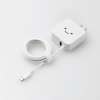 ELECOM AC充電器/microBケーブル一体型/2.4A出力/1.5m/ホワイトフェイス (MPA-ACM01WF)画像